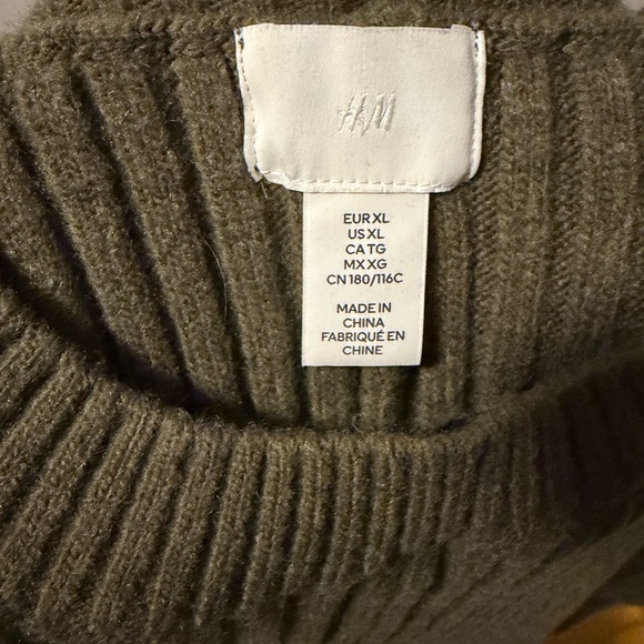 H&M Olive Green Ribbed Women's Dress size XL - Picture 2 of 4